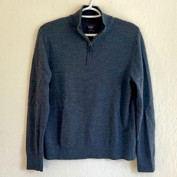 UNTUCKit Dark Gray Merino Wool Quarter-Zip Sweater Size M - Picture 4 of 5